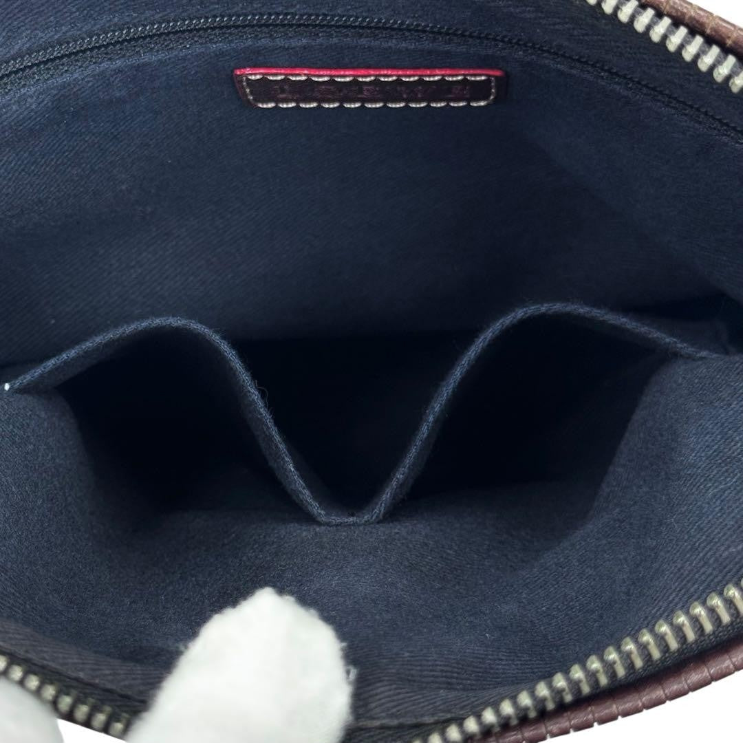 LOEWE Shoulder Bag Purse Anagram Canvas Leather Black Gray Brown Authentic