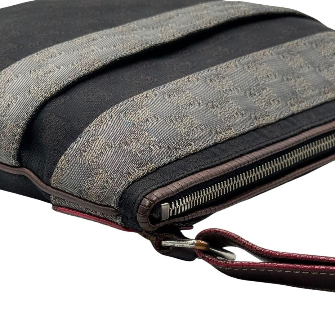 LOEWE Shoulder Bag Purse Anagram Canvas Leather Black Gray Brown Authentic