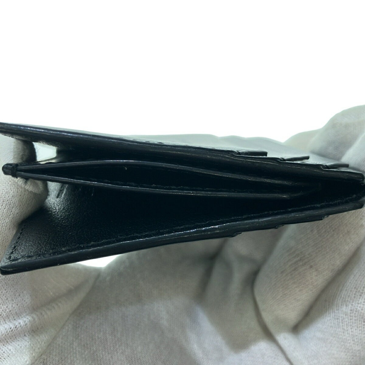 Saint Laurent Paris Card Case Holder Wallet Compact Purse Logo Leather Black