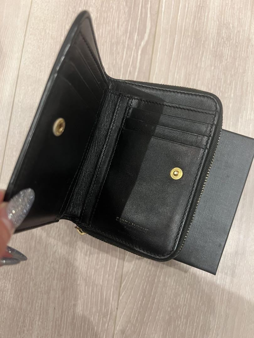 Saint Laurent Bi-fold Wallet Flap Compact Purse YSL Cassandra Authentic