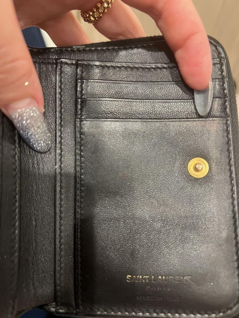 Saint Laurent Bi-fold Wallet Flap Compact Purse YSL Cassandra Authentic