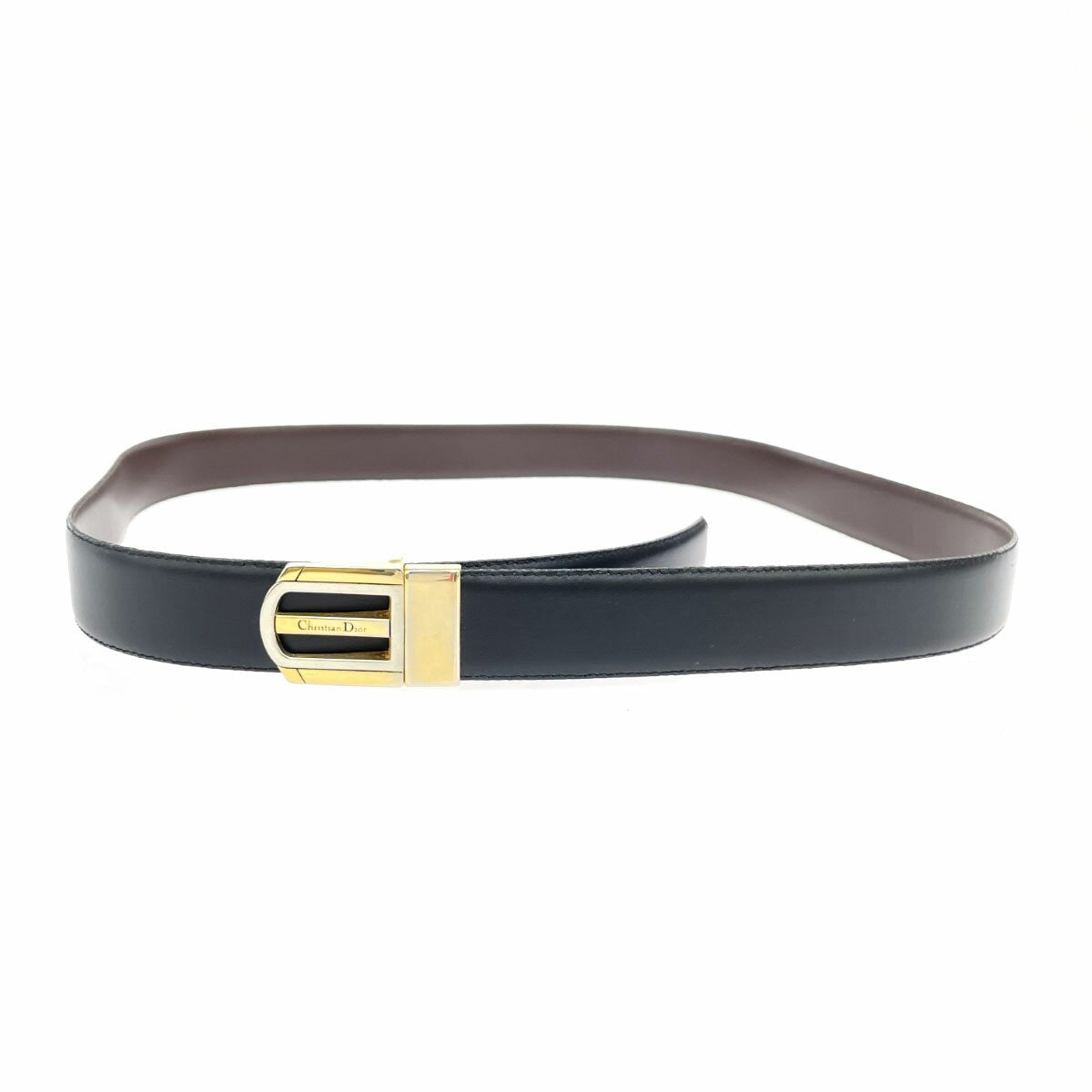 Christian Dior Women's Belt Leather Black Brown Authentic