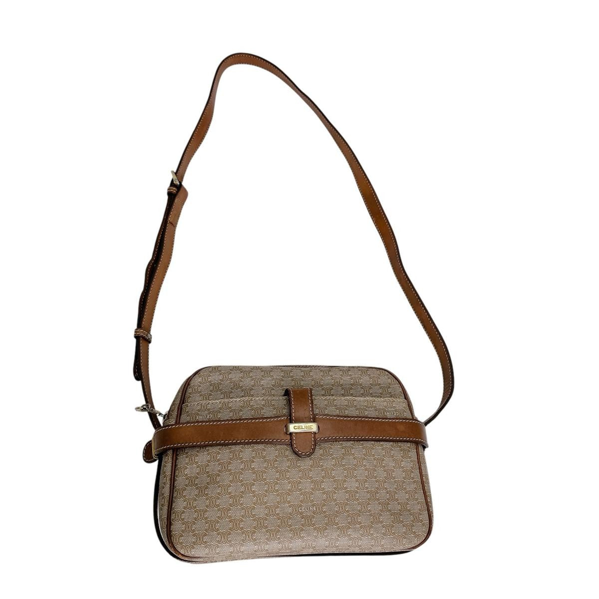 CELINE shoulder bag Macadam Purse PVC Leather Brown Authentic Women's Used