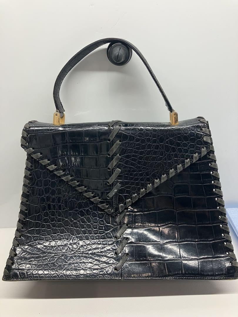 Saint Laurent Hand Bag Tote Purse Leather Black Authentic