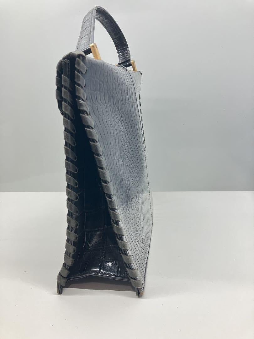 Saint Laurent Hand Bag Tote Purse Leather Black Authentic