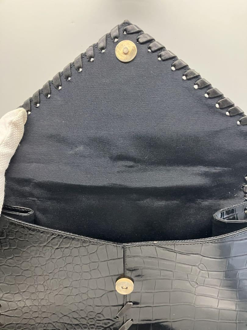 Saint Laurent Hand Bag Tote Purse Leather Black Authentic