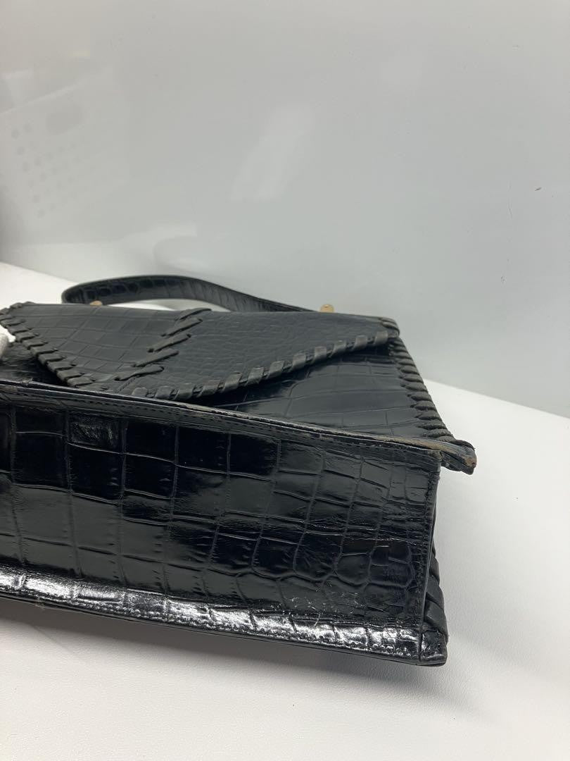 Saint Laurent Hand Bag Tote Purse Leather Black Authentic