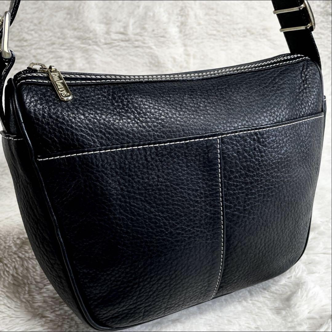 BURBERRY Shoulder Bag Purse Nova Check Leather Black Authentic