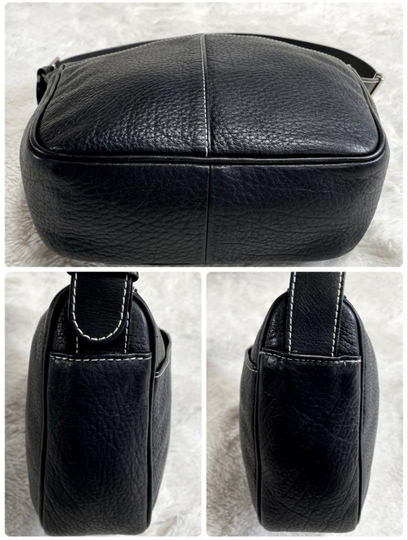 BURBERRY Shoulder Bag Purse Nova Check Leather Black Authentic