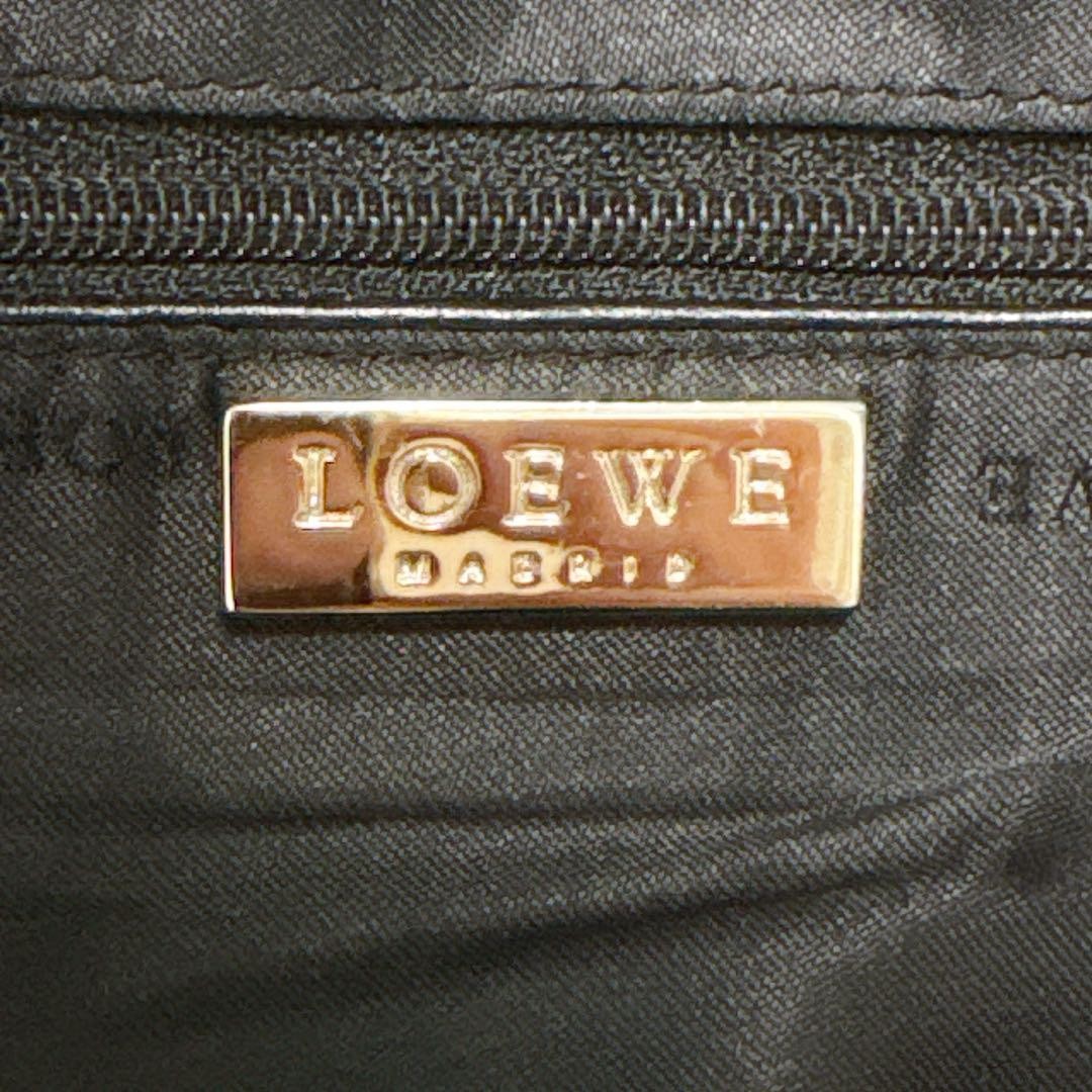 LOEWE Hand Bag Tote Purse Anagram Leather Green Authentic