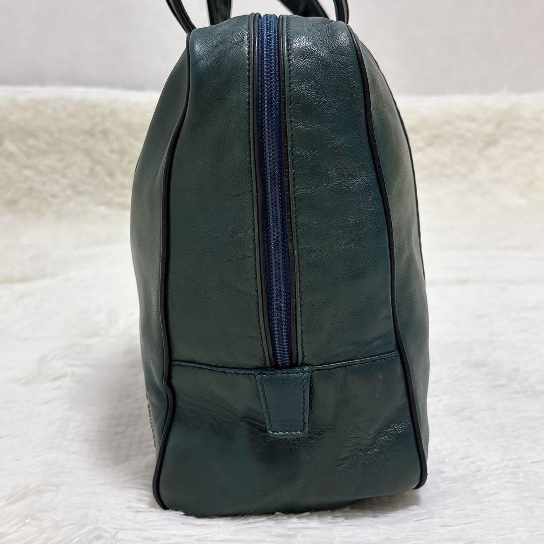 LOEWE Hand Bag Tote Purse Anagram Leather Green Authentic