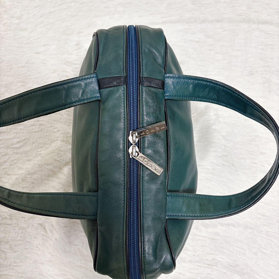 LOEWE Hand Bag Tote Purse Anagram Leather Green Authentic