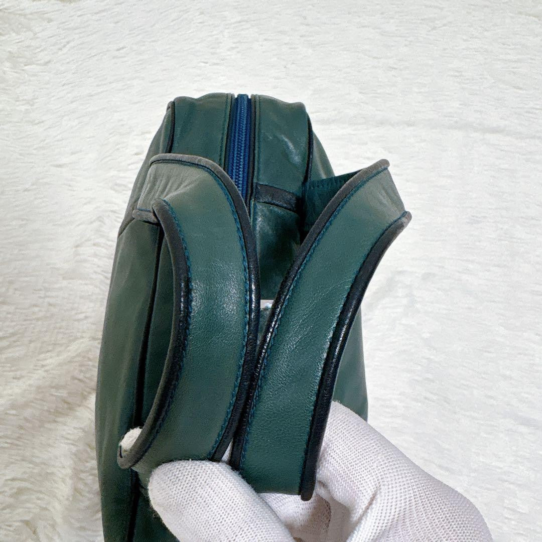 LOEWE Hand Bag Tote Purse Anagram Leather Green Authentic
