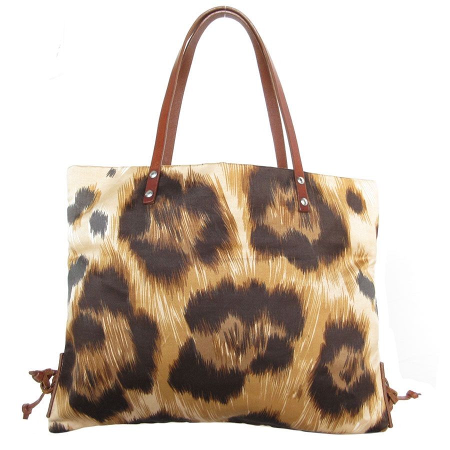 Valentino Garavani Hand Bag Tote Purse Canvas Leather Brown Beige Authentic
