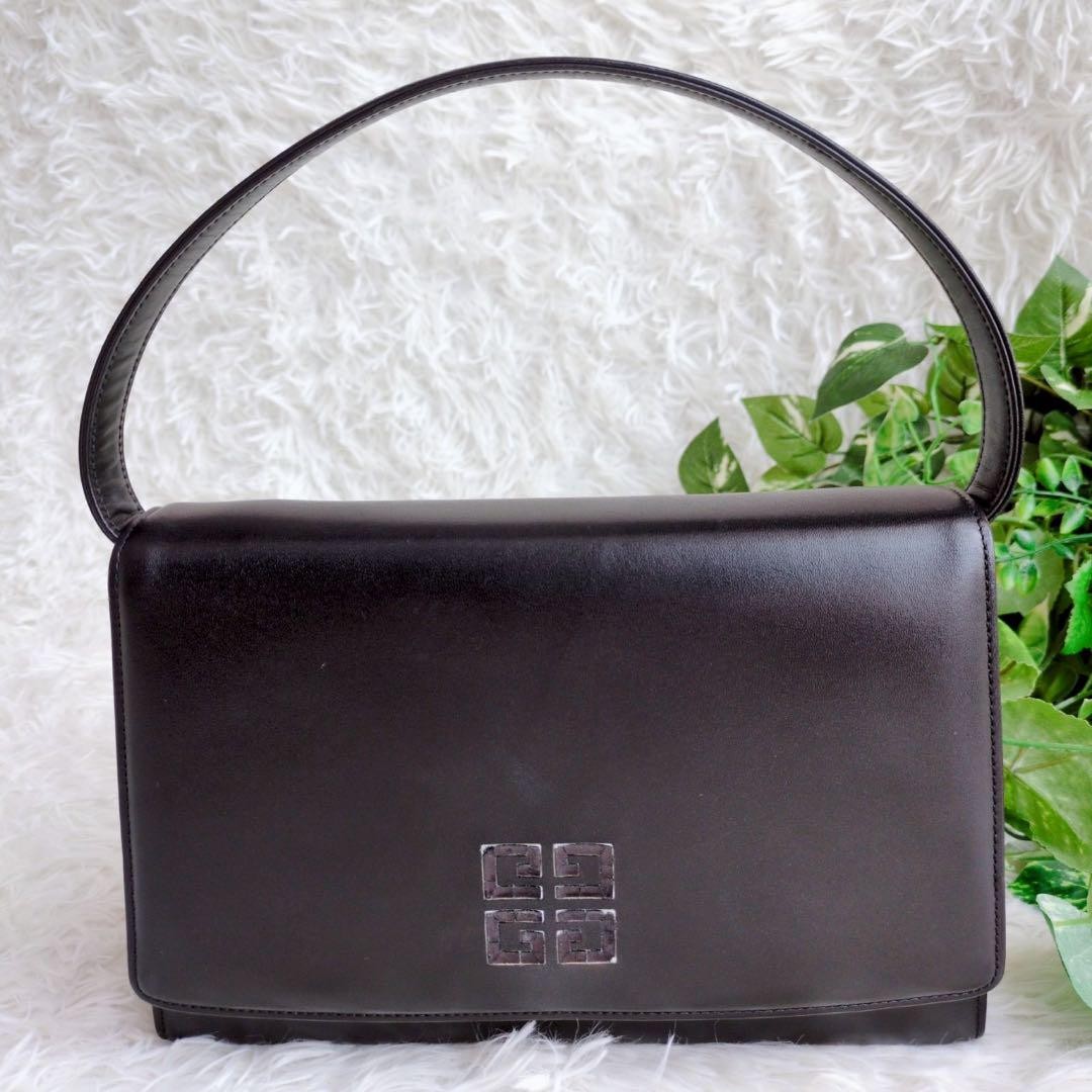 GIVENCHY Hand Bag Tote Purse 4G Leather Black Authentic