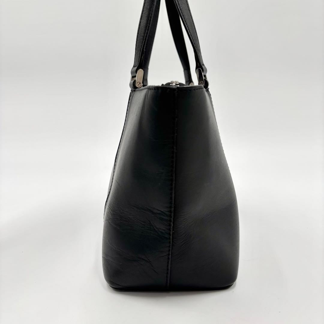 BURBERRY Hand Bag Tote Purse Nova Check Leather Black Authentic