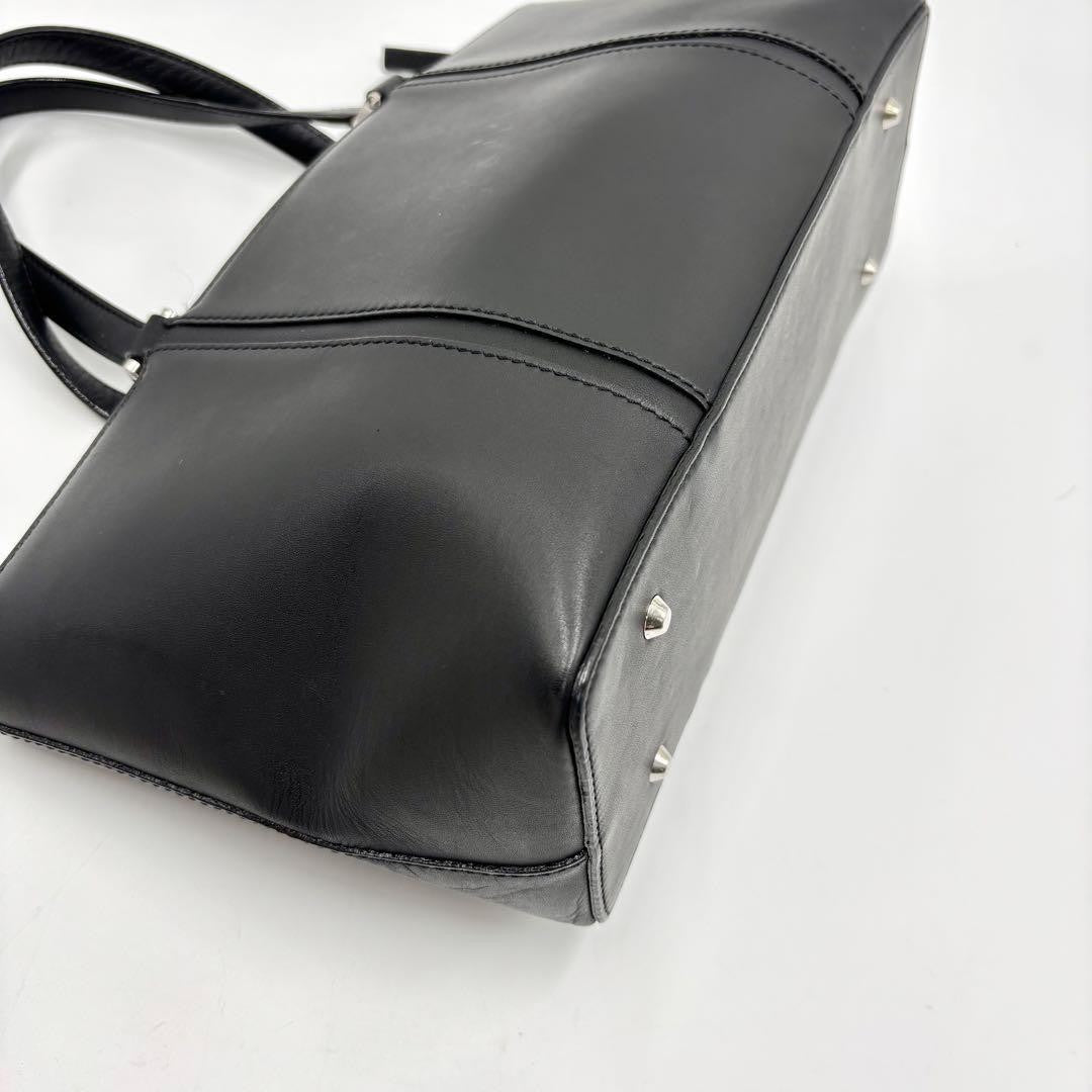 BURBERRY Hand Bag Tote Purse Nova Check Leather Black Authentic