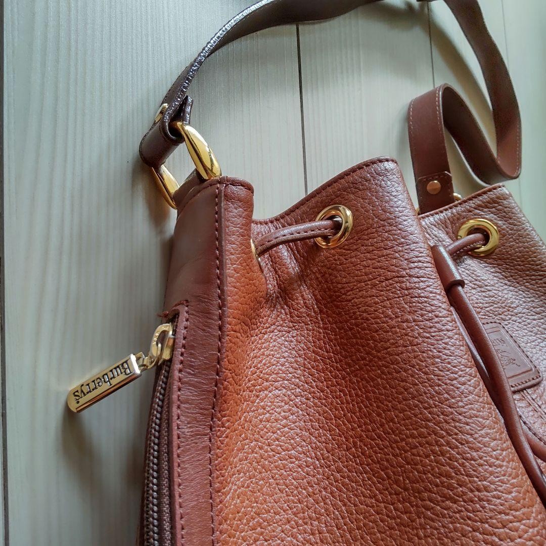 BURBERRY Shoulder Bag Purse Nova Check Leather Brown Authentic