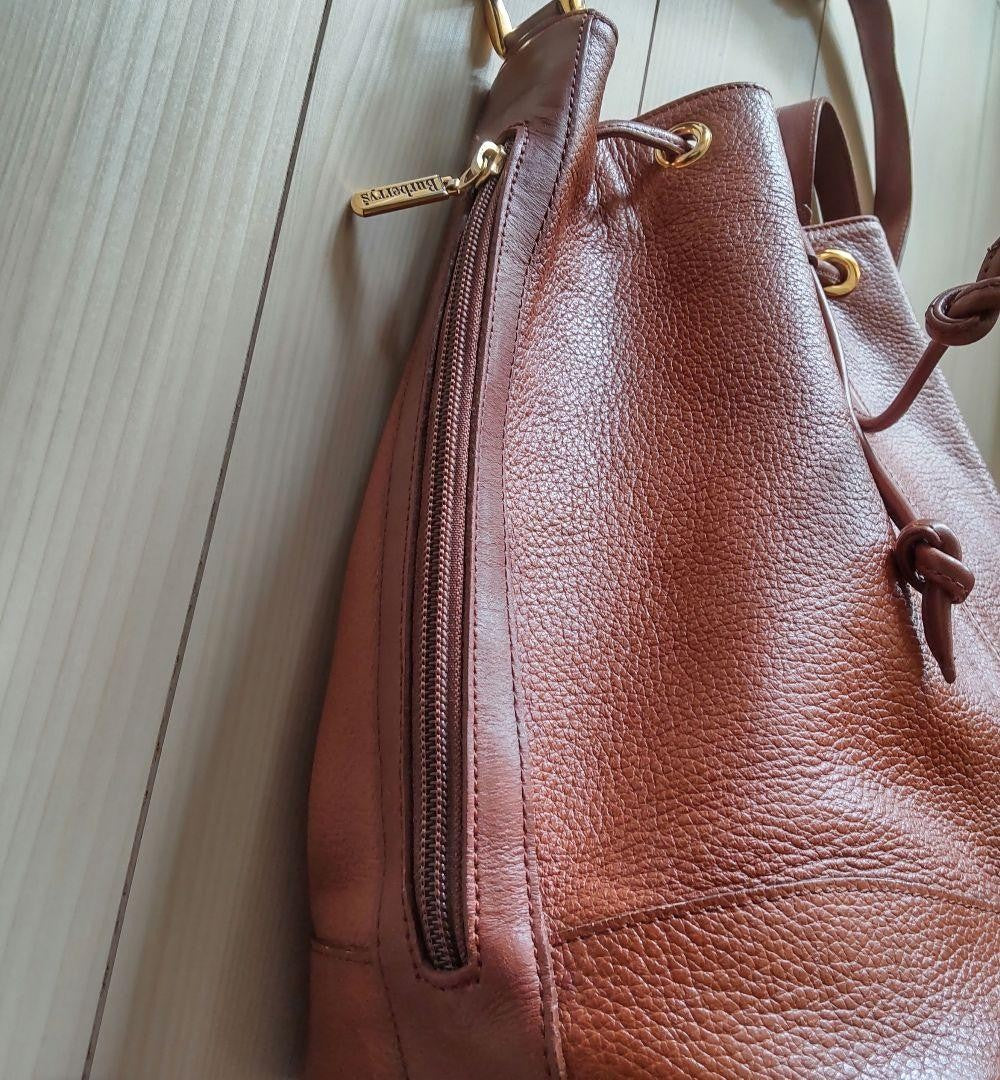 BURBERRY Shoulder Bag Purse Nova Check Leather Brown Authentic