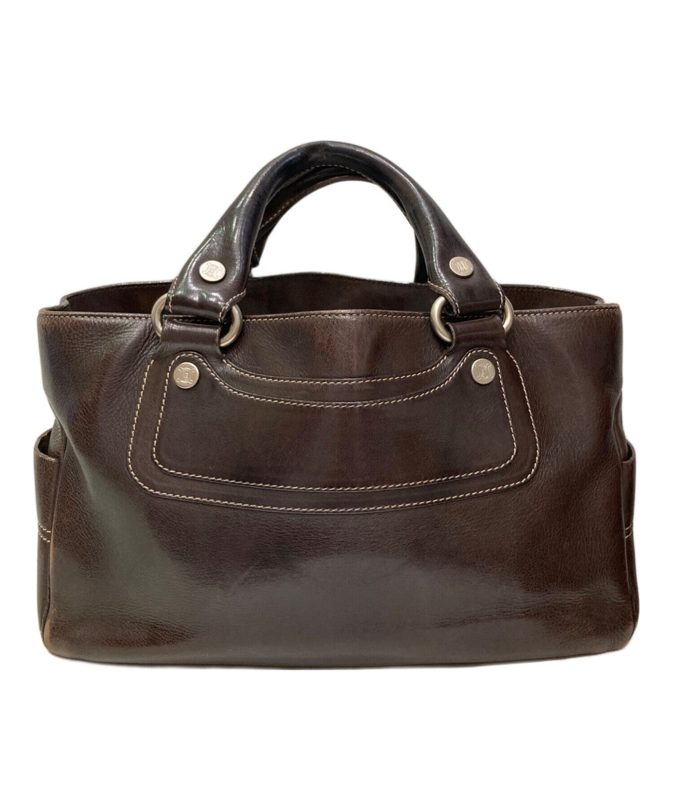 CELINE Hand Bag Tote Purse Brown Authentic
