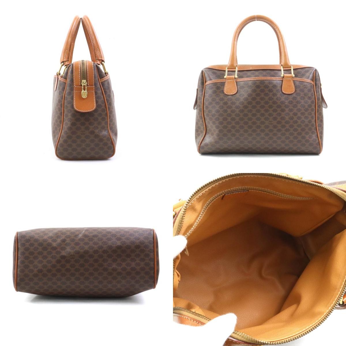 CELINE Hand Bag Tote Purse Macadam PVC Leather Brown Authentic
