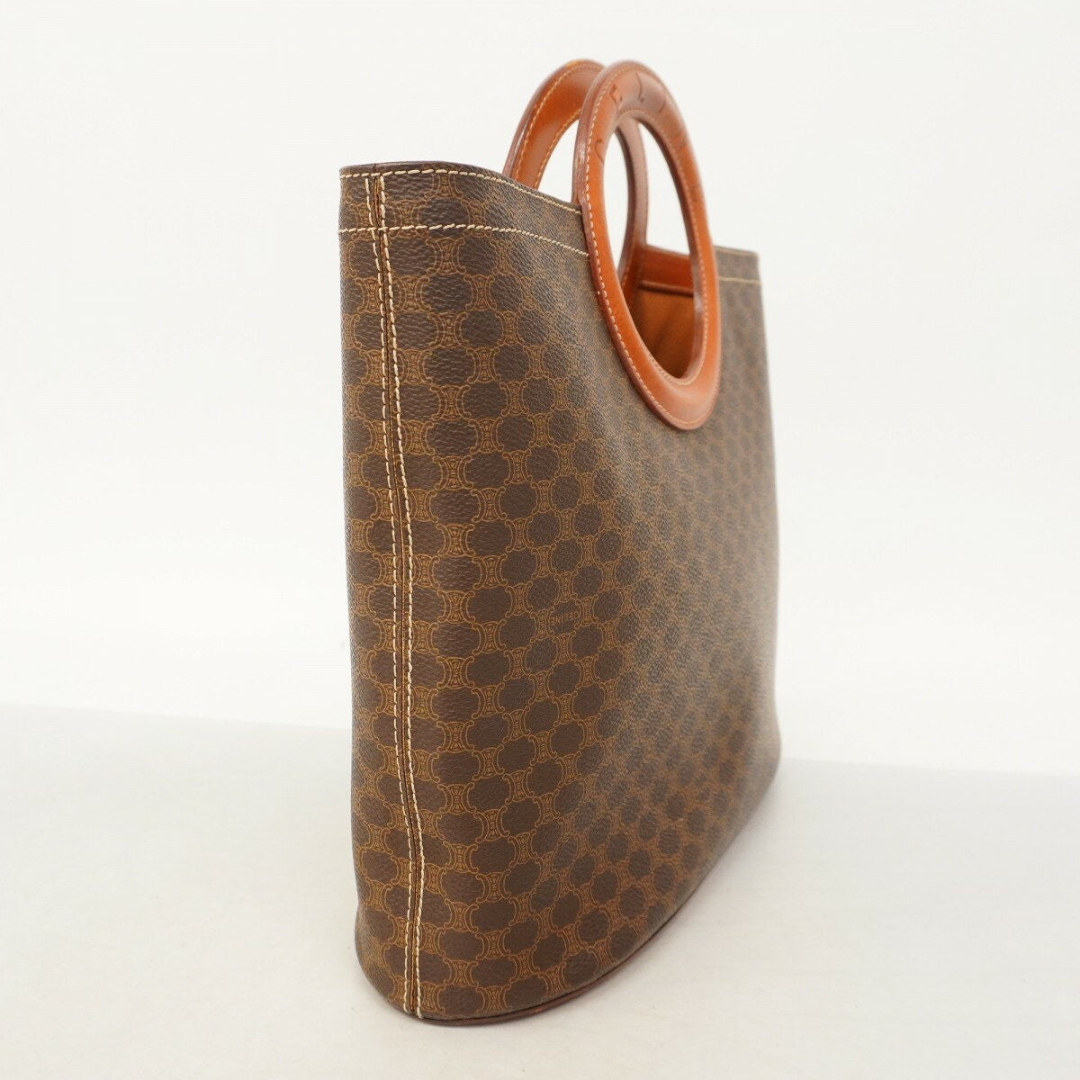 CELINE Hand Bag Tote Purse Macadam PVC Brown Authentic