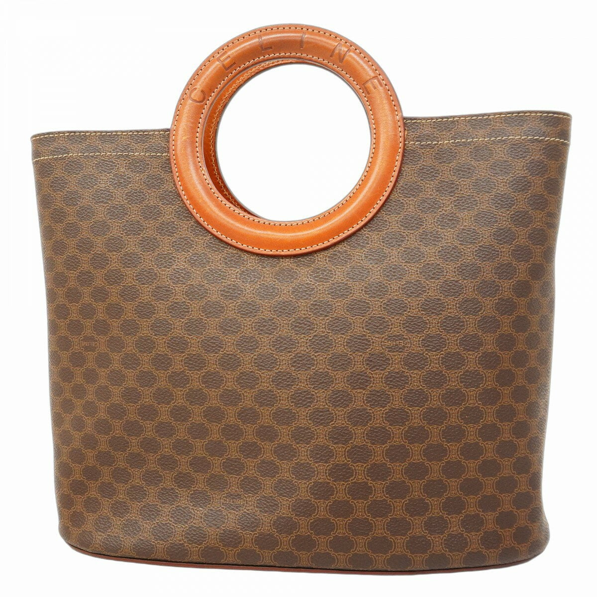 CELINE Hand Bag Tote Purse Macadam PVC Brown Authentic