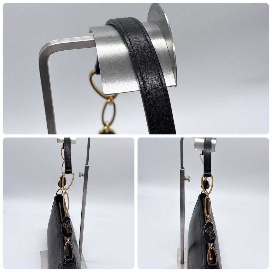 VERSACE Shoulder Bag Purse Medusa Leather Black Authentic