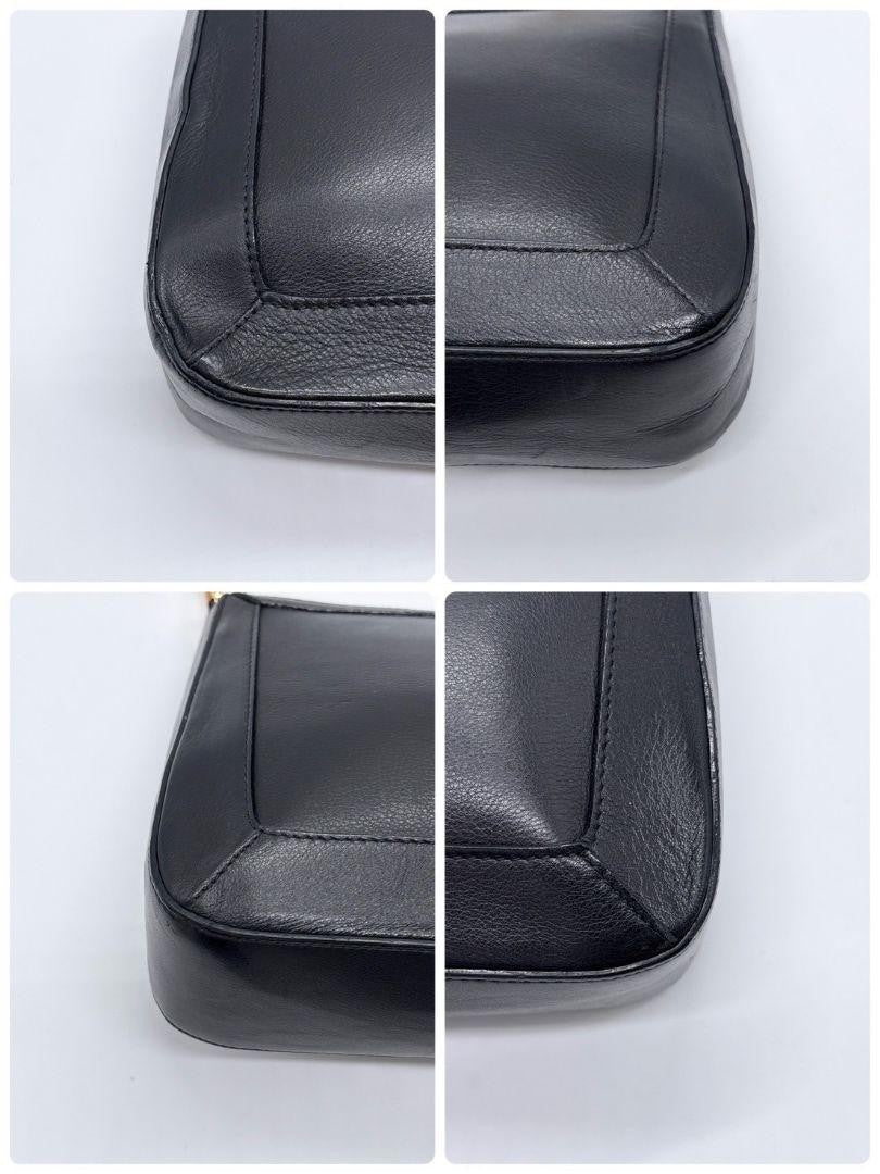 VERSACE Shoulder Bag Purse Medusa Leather Black Authentic