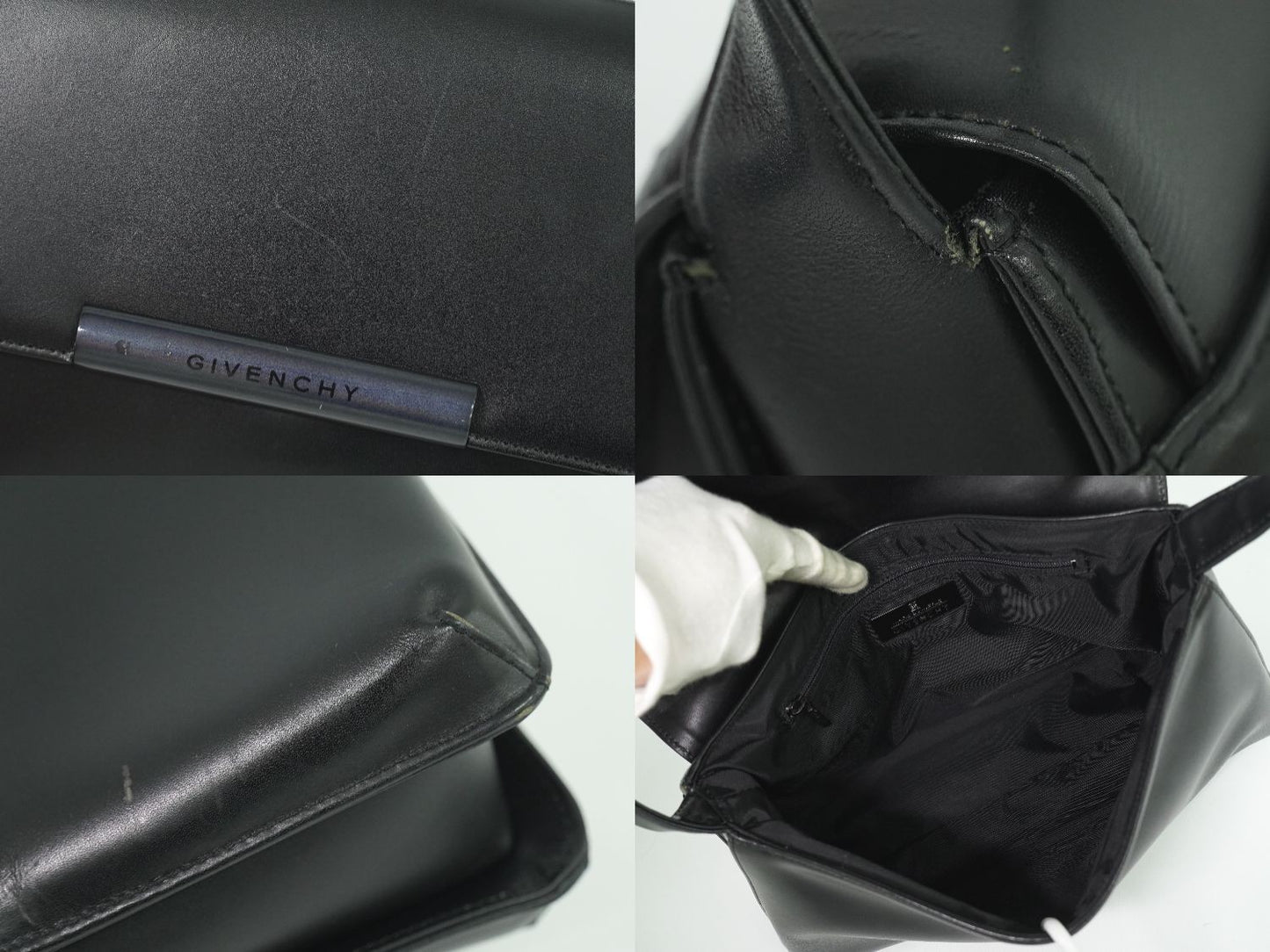 GIVENCHY Shoulder Bag Purse Leather Black Authentic
