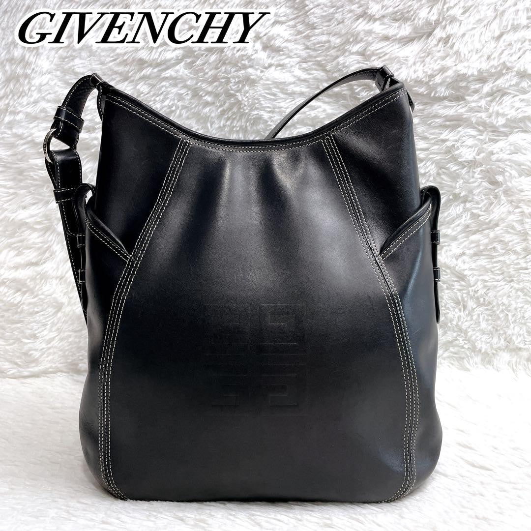 GIVENCHY Shoulder Bag Purse 4G Leather Black Authentic