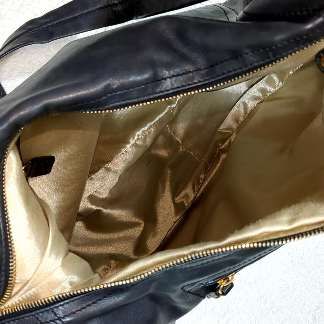 TOD'S Shoulder Bag Purse Leather Black Authentic