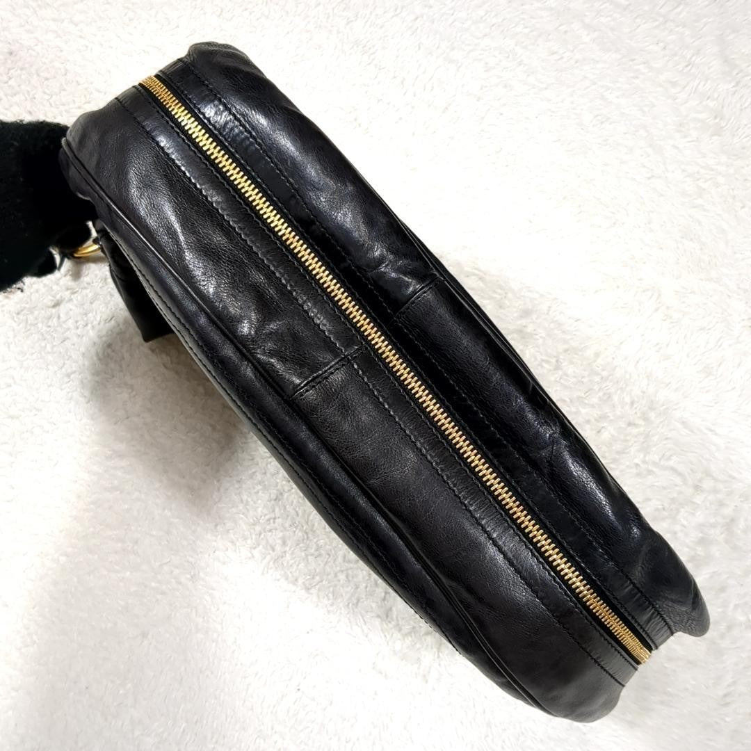 TOD'S Shoulder Bag Purse Leather Black Authentic