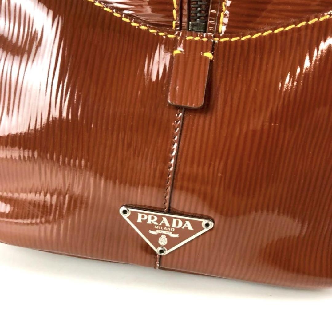 PRADA Hand Bag Tote Purse Logo Brown Authentic