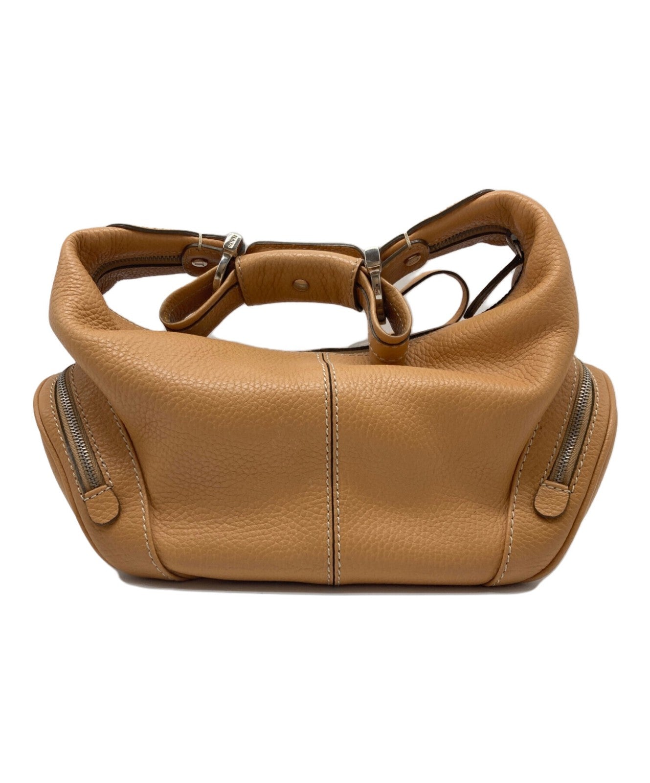 TOD'S Hand Bag Tote Purse Leather Camel Authentic