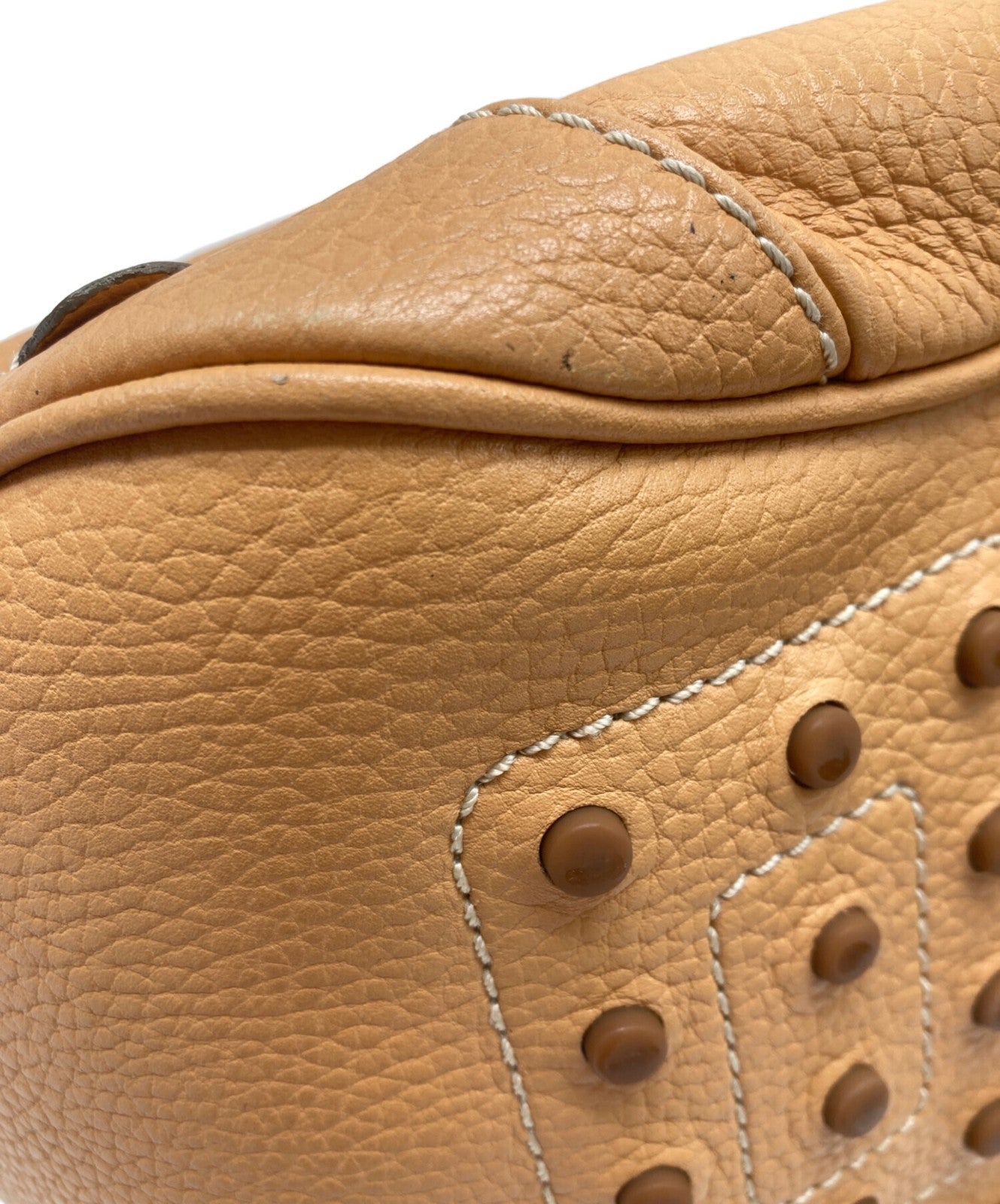 TOD'S Hand Bag Tote Purse Leather Camel Authentic