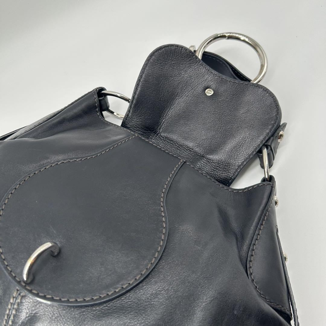 TOD'S Shoulder Bag Purse Leather Black Authentic
