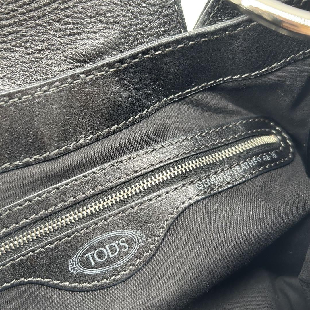 TOD'S Shoulder Bag Purse Leather Black Authentic