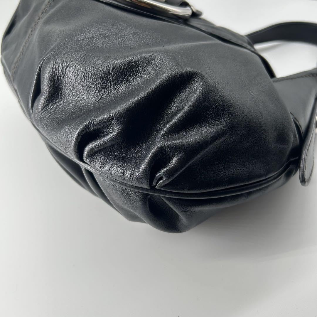 TOD'S Shoulder Bag Purse Leather Black Authentic