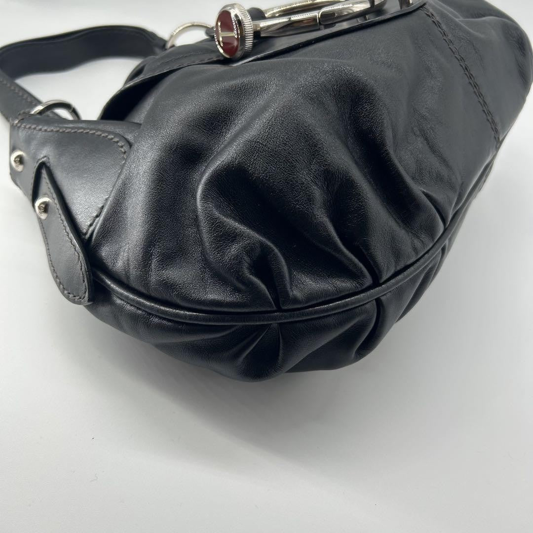 TOD'S Shoulder Bag Purse Leather Black Authentic