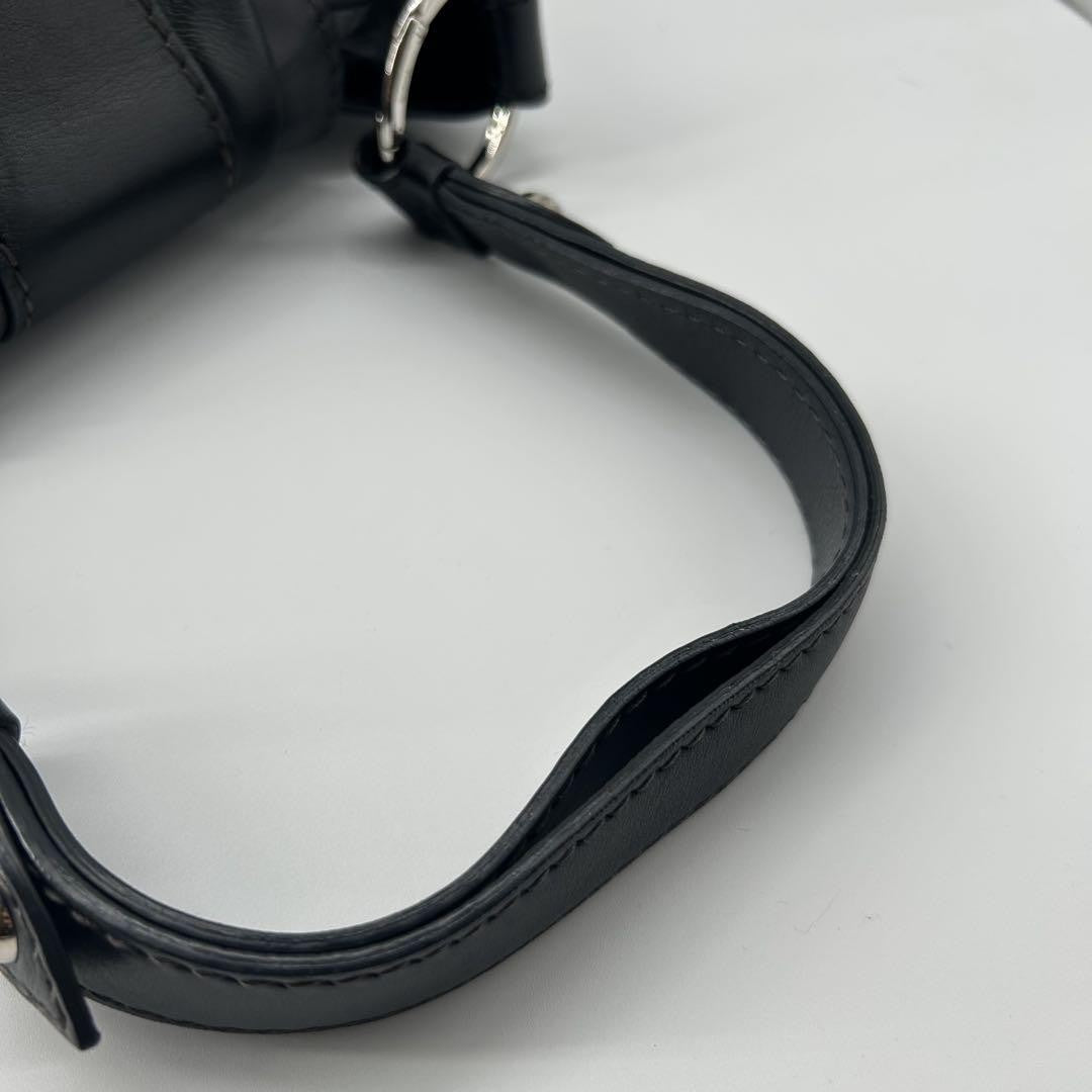 TOD'S Shoulder Bag Purse Leather Black Authentic