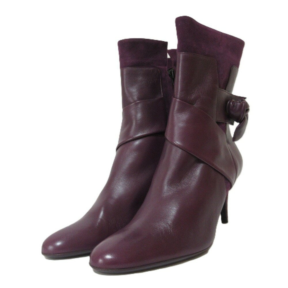 FENDI Short Boots Shoes EU 37.5 US 7.5 Suede Leather Purple Authentic