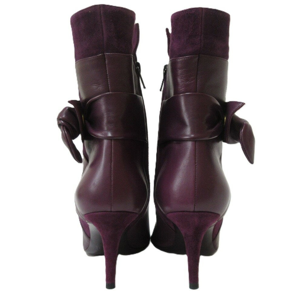 FENDI Short Boots Shoes EU 37.5 US 7.5 Suede Leather Purple Authentic
