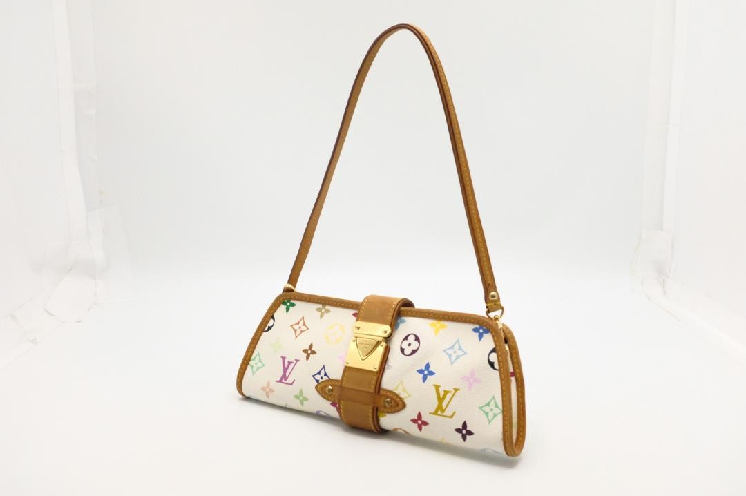 Louis Vuitton Shoulder Bag Purse Monogram M40049 White Multicolor Authentic