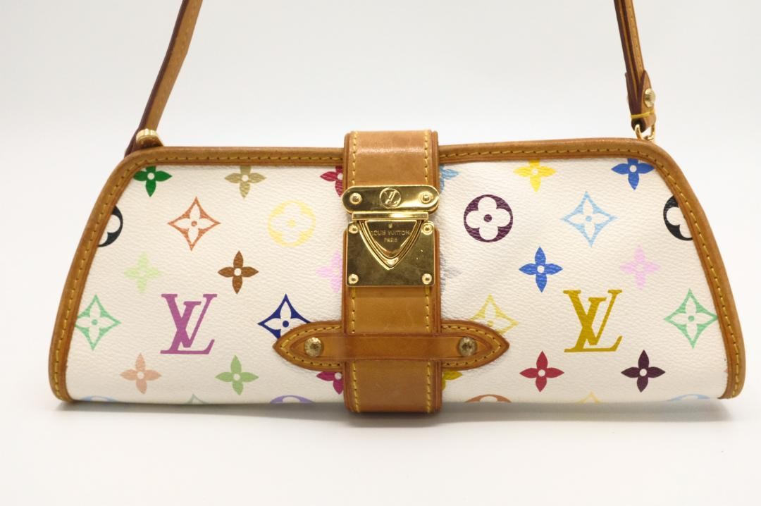 Louis Vuitton Shoulder Bag Purse Monogram M40049 White Multicolor Authentic