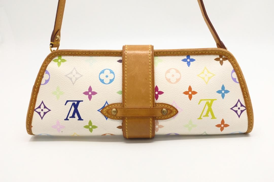 Louis Vuitton Shoulder Bag Purse Monogram M40049 White Multicolor Authentic