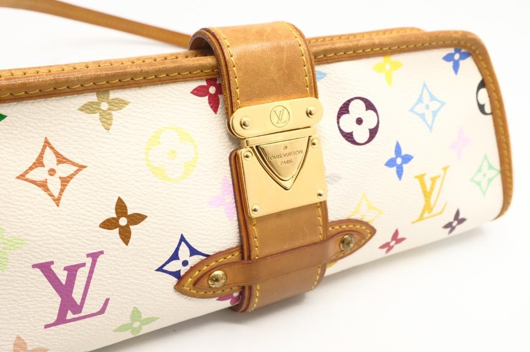 Louis Vuitton Shoulder Bag Purse Monogram M40049 White Multicolor Authentic