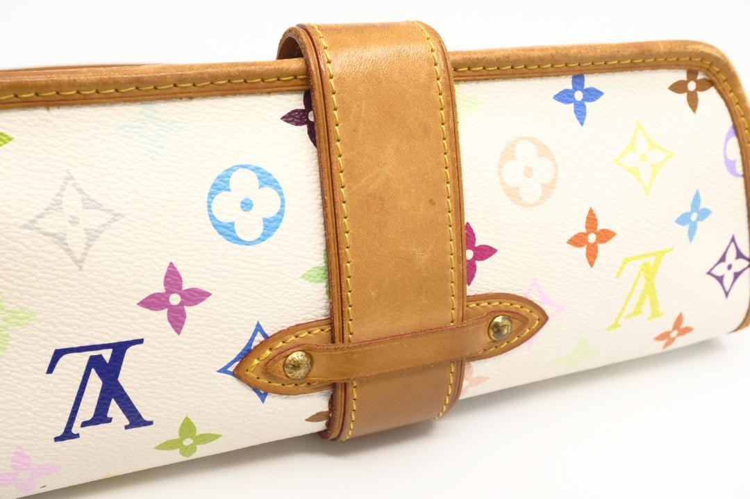 Louis Vuitton Shoulder Bag Purse Monogram M40049 White Multicolor Authentic