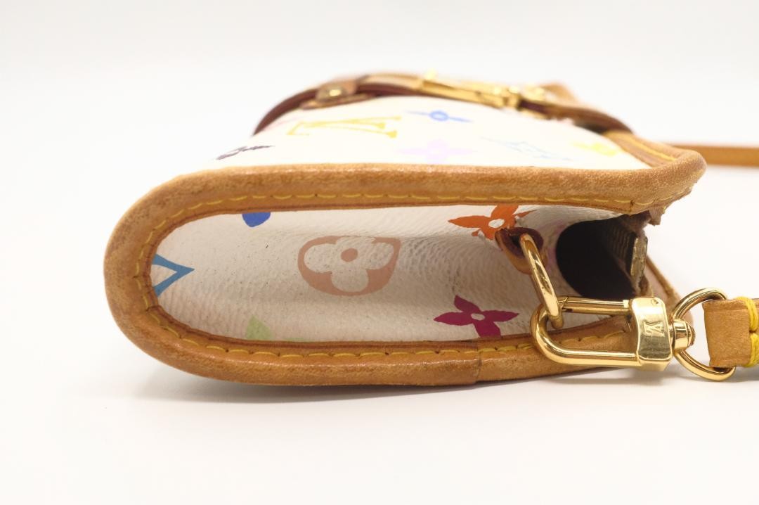 Louis Vuitton Shoulder Bag Purse Monogram M40049 White Multicolor Authentic