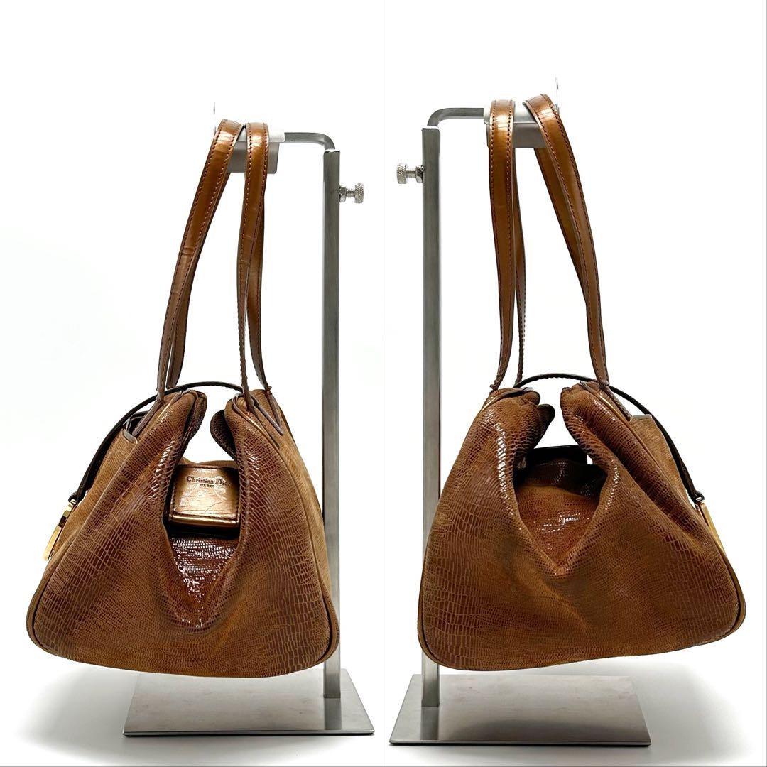 Christian Dior Hand Bag Tote Purse Brown Authentic
